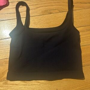 Amazon Black Sleeveless Fitted Crop Tank Top